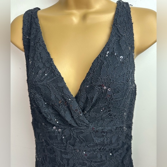 Lauren Ralph Lauren Evening Black Vintage ShimmerSequin Floral Textured Dress 6P - Picture 12 of 16